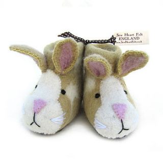 children's ruby rabbit felt slippers by sew heart felt