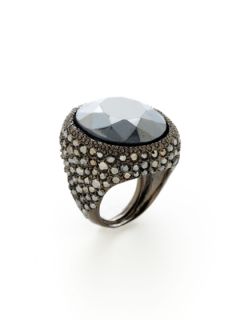 Gunmetal Faceted Stone Ring by Kenneth Jay Lane