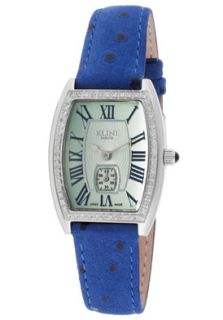 Elini Barokas BL22348TOSTBL  Watches,Womens Dolce White Diamond Blue Textured Dial Blue Genuine Leather, Luxury Elini Barokas Quartz Watches