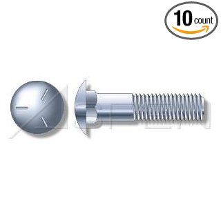 (10pcs) 1/2" 13 X 15" Carriage Bolts Round Head, Square Neck Grade 5 Steel, Zinc Part Thread Ships FREE in USA