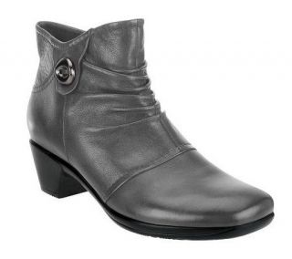 Earth Origins Mallory Leather Ankle Boots w/ Button Detail —
