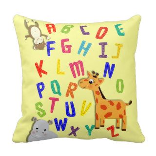 Kids Alphabet Picture Cute Giraffe Hippo Monkey Pillow
