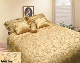 7pcs King Gold Jacquard Comforter Bed in a Bag Set  