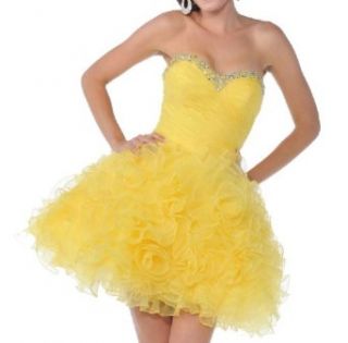 Meier Women's Strapless Rosettes Short Dress 450 (4, Yellow)