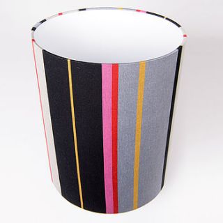 rye stripe lamp shade   large tube by laura fletcher textiles