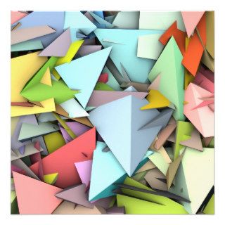 3d abstract fragmented pattern in rainbow color invitation
