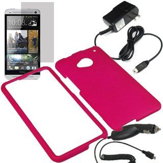 BW Hard Shield Shell Cover Snap On Case for AT&T, Sprint, T Mobile HTC One + LCD + Car + Home Charger  Magenta Pink Cell Phones & Accessories
