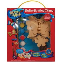 Works Of Ahh Butterfly Wind Chimes Large Wood Paint Kit Activity Kits