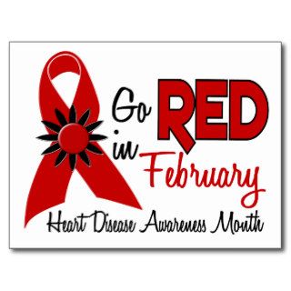 Heart Disease Awareness Month Red Ribbon 1.2 Postcard