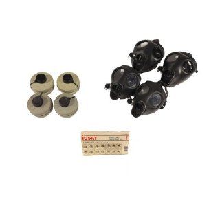 Gas Mask Family Kit Two Adult + Two Children Israeli Gas Mask w/ Original Nato Filter w/ tablets   14 Tablets of 130 Mg Potassium Iodine Safety Masks