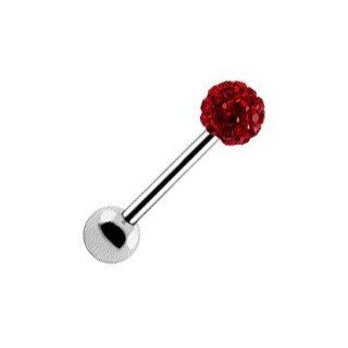 Tongue Barbell with Red Crystal Ball   Body Piercing & Jewelry by VOTREPIERCING   Size 1.6mm/14G   Length 16mm   Balls 06mm Jewelry