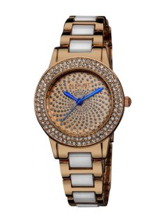 Womens Rose Gold, Crystal, & Ceramic Watch by August Steiner