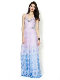 Silk Printed V Neck Maxi Dress by The Addison Story