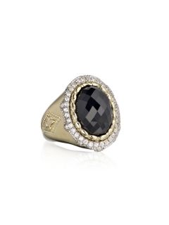 Faceted Black Spinel & White Sapphire Oval Ring by Scott Kay