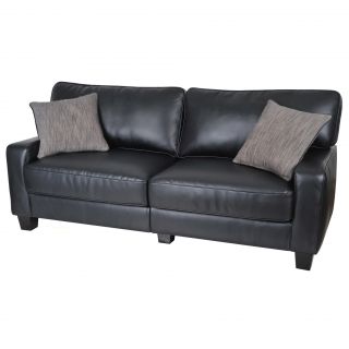 Serta Santa Rosa Collection Smooth Black Bonded Leather Deluxe Sofa