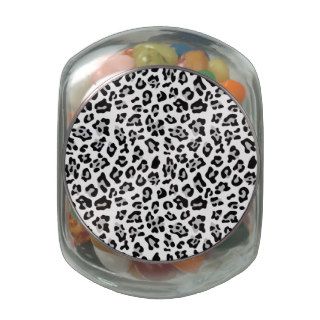 Gray Black Leopard Animal Print Pattern Glass Candy Jars