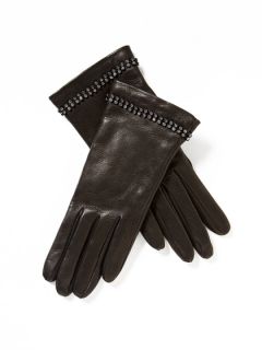 Embellished Leather Gloves by Portolano