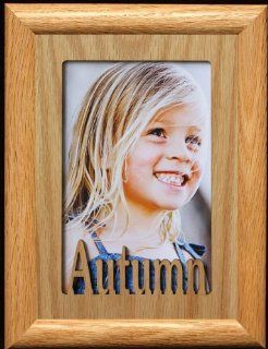 5x7 Autumn ~ Portrait Laser Cut Oak PHOTO NAME FRAME ~ Holds a 4x6 or 5x7 Picture  