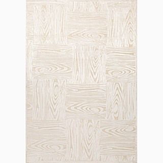 Handmade Ivory/ Taupe Art Silk/ Chenille Transitional Area Rug (5 X 76)