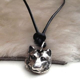 silver wolf head necklace by claire gerrard designs