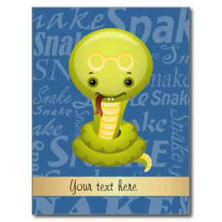 Custom Cartoon Year of the Snake Word Art Post Card