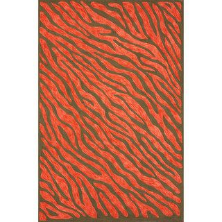 Nuloom Handmade Cotton/ Wool Modern Zebra Skin Brown Rug (76 X 96)