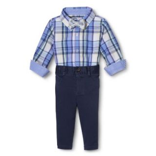G Cutee Newborn Boys 3 Piece Shirtzie, Pant and Bow Tie Set  Blue/Green 12 M