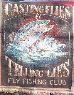 Casting Flies and Telling Lies Fishing Throw Blanket  