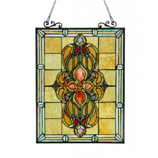 Tiffany Style Victorian Design Window Art Glass Panel