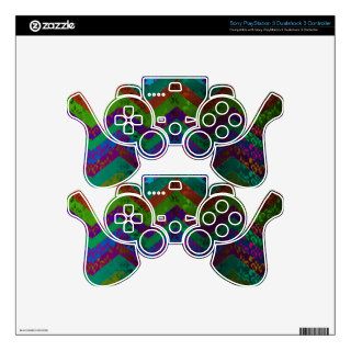 Colorful damask chevron PS3 controller decals
