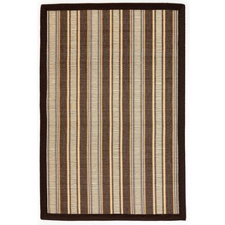 Shore Brown/ Tan Striped Bamboo Rug (6 X 9)