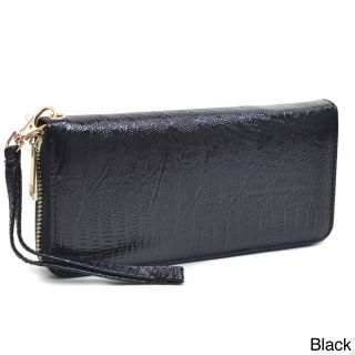 Snake Embossed Zip around Wallet With Wrist Strap