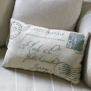 postcard cushion by the chic country home