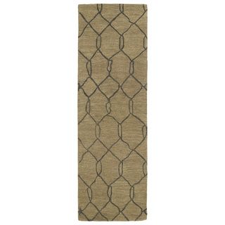 Hand tufted Utopia Tile Brown Wool Rug (3 X 10)