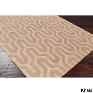 Surya Carpet, Inc Hand Loomed Drome Solid Tone on tone Geometric Wool Area Rug (8 X 11) Beige Size 8 x 11