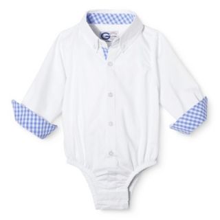 G Cutee Newborn Boys Long Sleeve Solid Button Down Shirtzie   Winter White 3 6