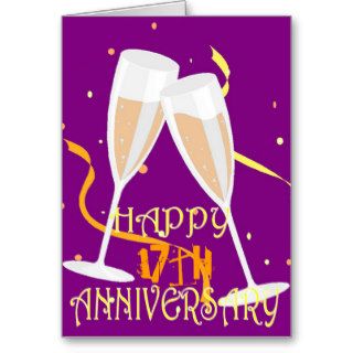 17th wedding anniversary champagne celebration greeting card