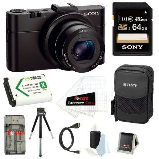 Sony DSC RX100M II DSC RX100M2 DSC RX100MII RX100M2 RX100MII DSC RX100M II 20.2MP Wi Fi Digital Camera with F1.8 Carl Zeiss Vario Sonnar T Lens and Full HD 1080p Video at 60fps + Sony 64GB SDHC Class 10 Memory Card + Wasabi NP BX1 Battery Pack + Sony Camer
