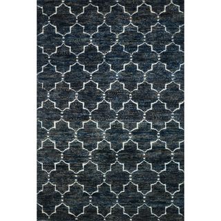 Alexander Home Hand Knotted Phoenix Rug Navy (79x99) Blue Size 8 x 10