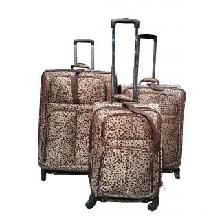 Kemyer Classic Collection Brown Cheetah 3 piece Spinner Luggage Set