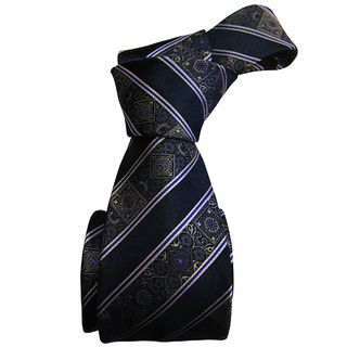 Dmitry Mens Blue Striped Italian Silk Tie