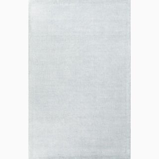 Handmade Solid Pattern Pale Blue Wool/ Art Silk Rug (36 X 56)