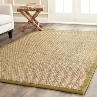 Hand woven Sisal Natural/ Olive Seagrass Rug (8 Square)
