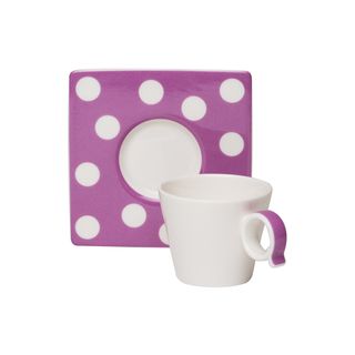 Red Vanilla Freshness Dots Violet Espresso Cup/ Saucer Set (pack Of 6)