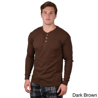 Boston Traveler Boston Traveler Mens Long Sleeve Henley Shirt Brown Size L