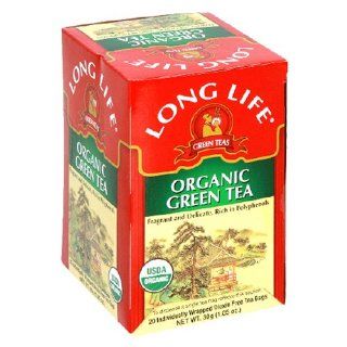 Long Life Organic Green Tea, Tea Bags, 20 Count Boxes (Pack of 6)  Grocery & Gourmet Food