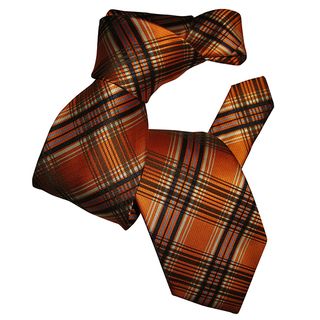 Dmitry Mens Orange Stripe patterned Italian silk Tie