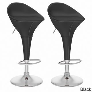 Corliving Round Styled Adjustable height Leatherette Bar Stools (set Of 2)