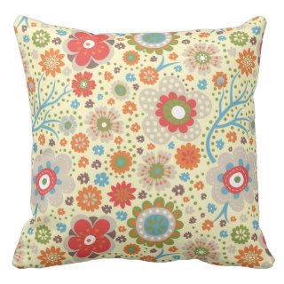 Vintage colourful floral pattern throw pillows