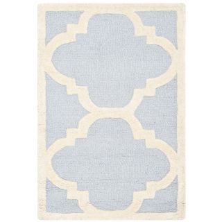 Safavieh Handmade Geometric Moroccan Cambridge Light Blue/ Ivory Wool Rug (2 X 3)